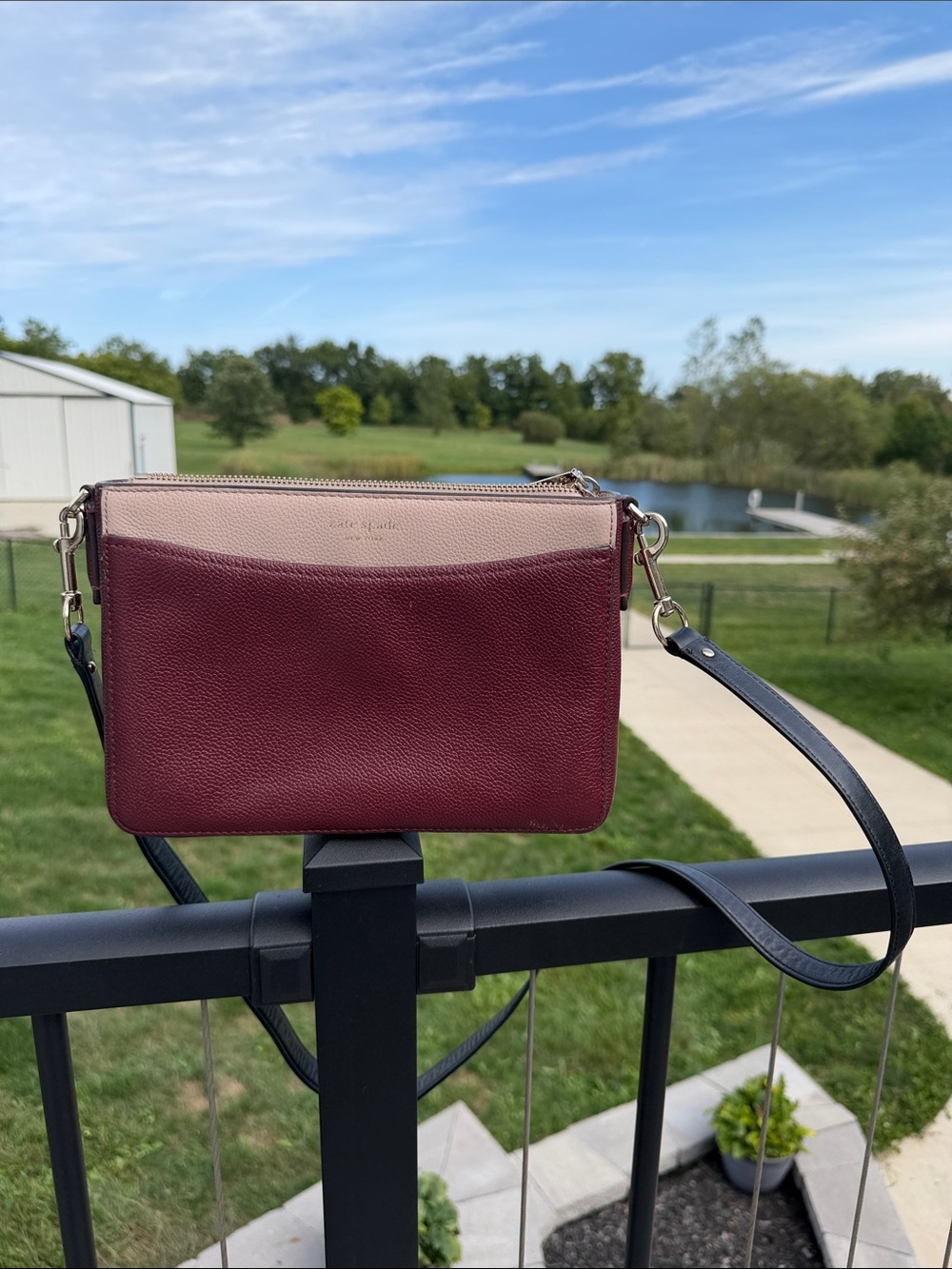 Kate Spade Two-Tone Leather Crossbody Bag - Burgundy & Blush